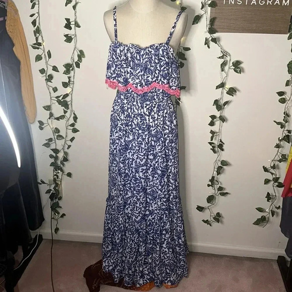 Lilly Pulitzer Adia Ruffle Maxi Sundress Oyster Bay Blue Krillin It - Picture 5 of 8